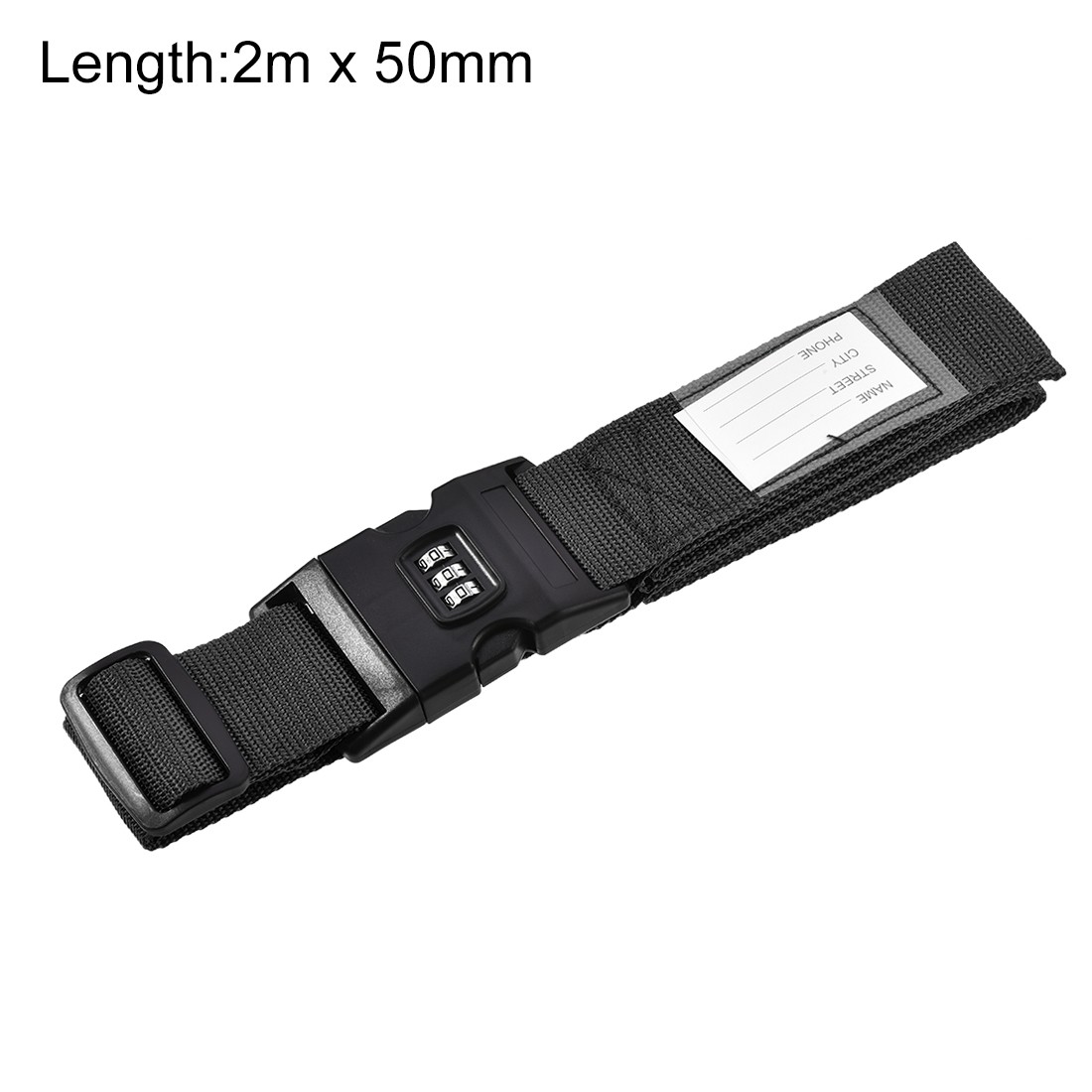 Luggage Straps Suitcase Belts Combination Lock 2Mx5cm Adjustable Black,2Pcs