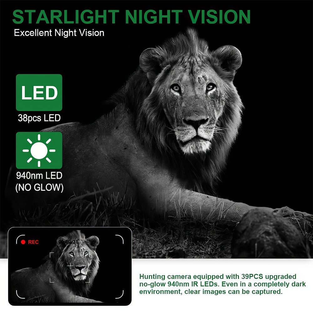 16MP 1080P Hunting Trail Camera Night Vision Motion Activated Scout Cam Monitor