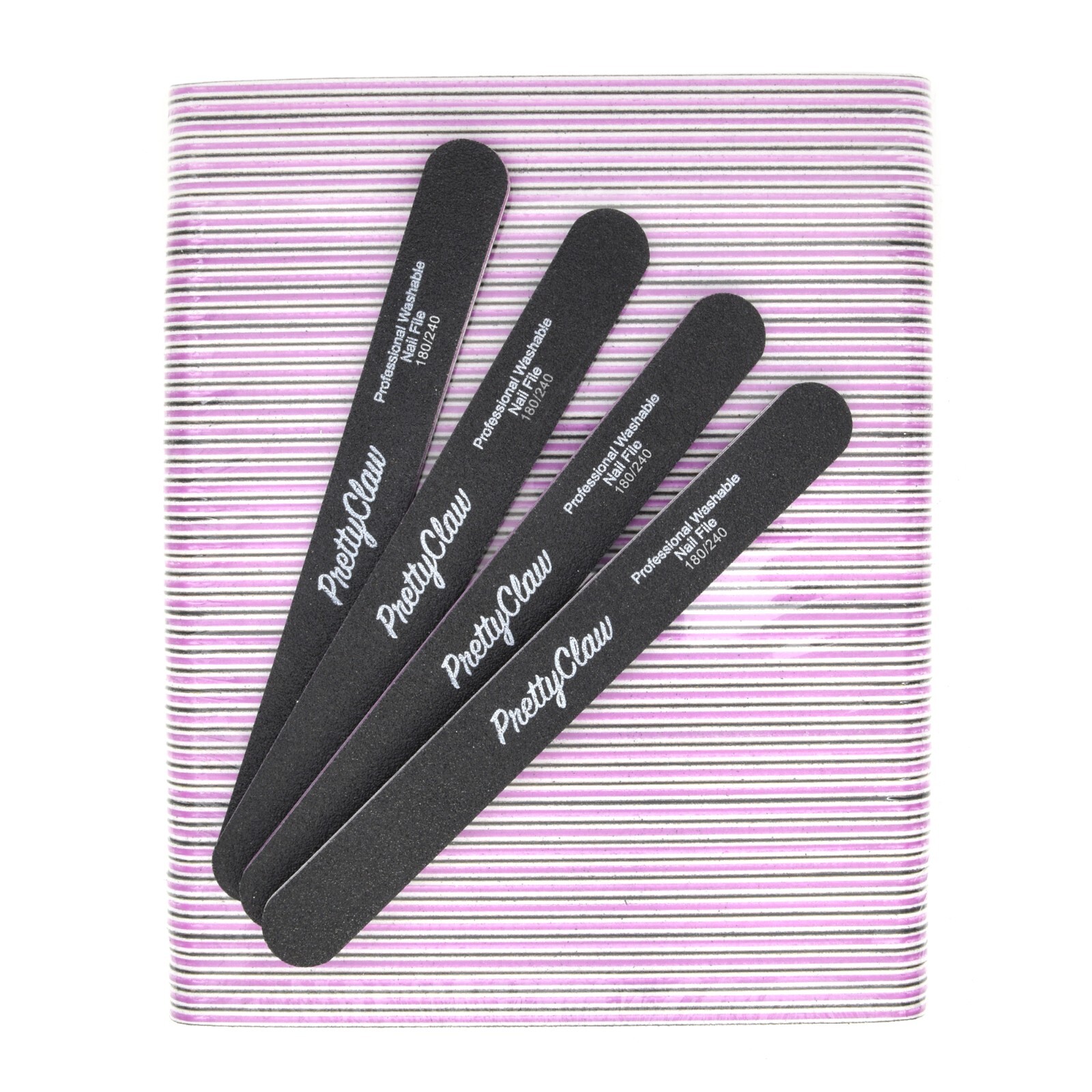 50pc Professional Nail Files Acrylic File Straight Black File 180/240 Grit