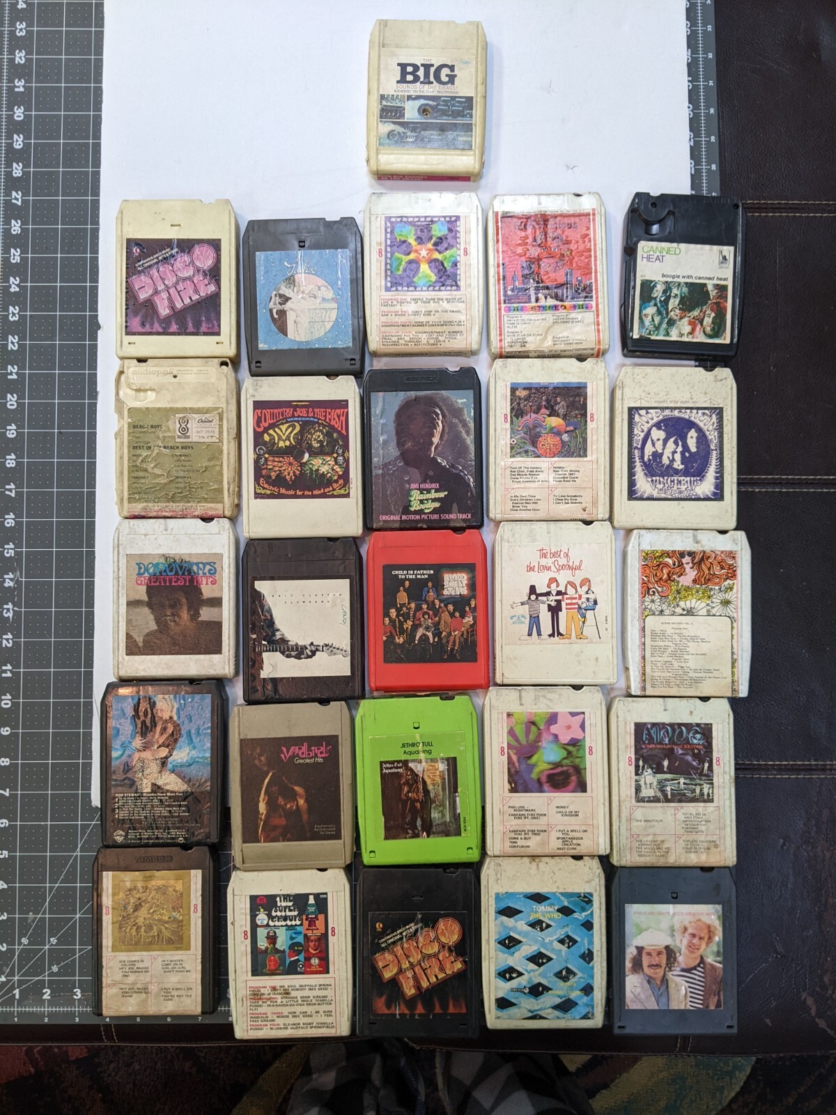 Lot of (26) Vintage Rock & Roll 8-track Tapes Clapton Tull, The Who, Bee Gees D6