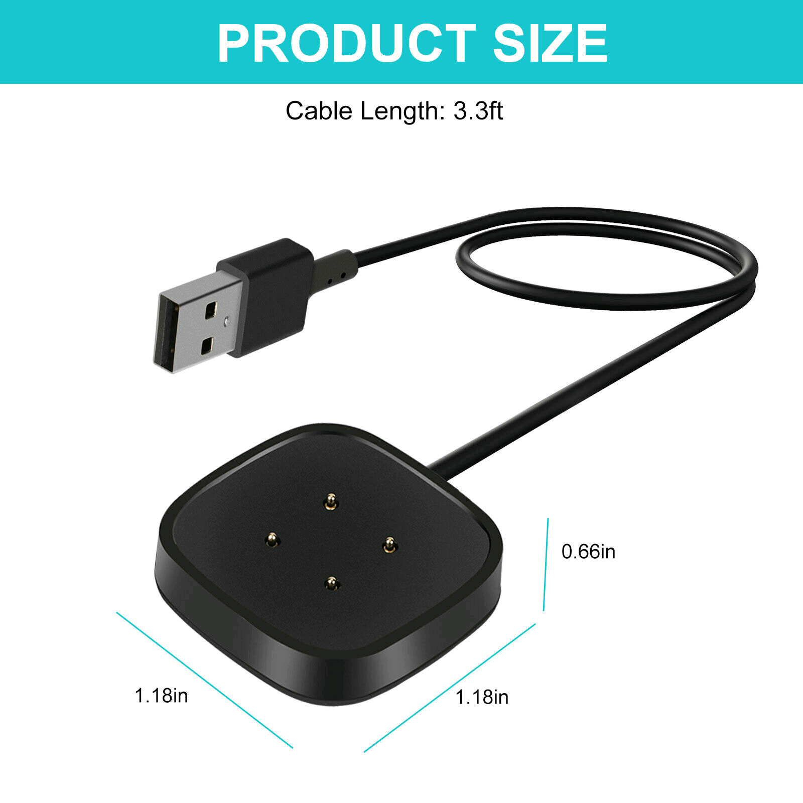 For Fitbit Versa3/Sense Watch USB Wireless Charging Dock Fast Cable Charger US