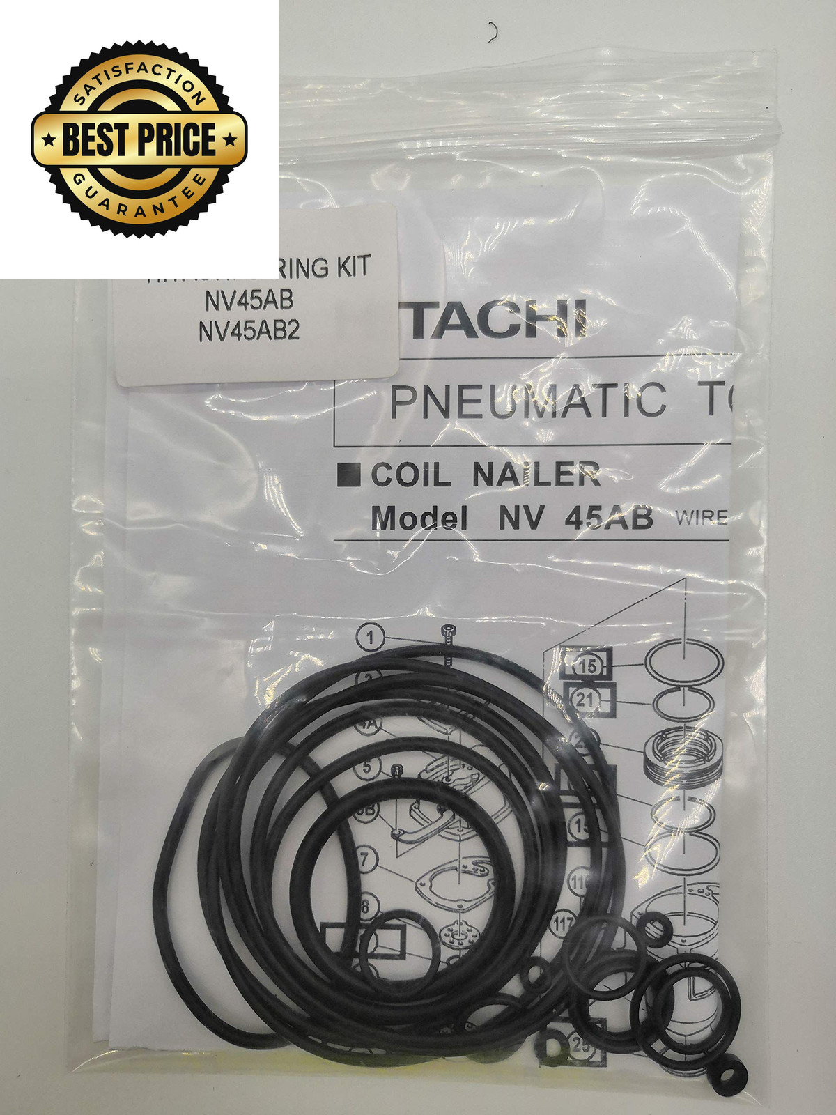O-Ring Kit Fits Hitachi NV45AA, NV45AB, NV45AB2 Coil Roofing Nailer black