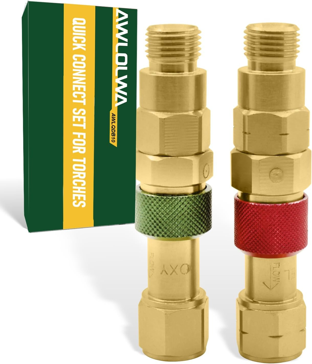 ‎ QDB10 Oxy Acetylene Quick Connects Set, Fit 9/16"-18 B Fittings, Hose to Torch