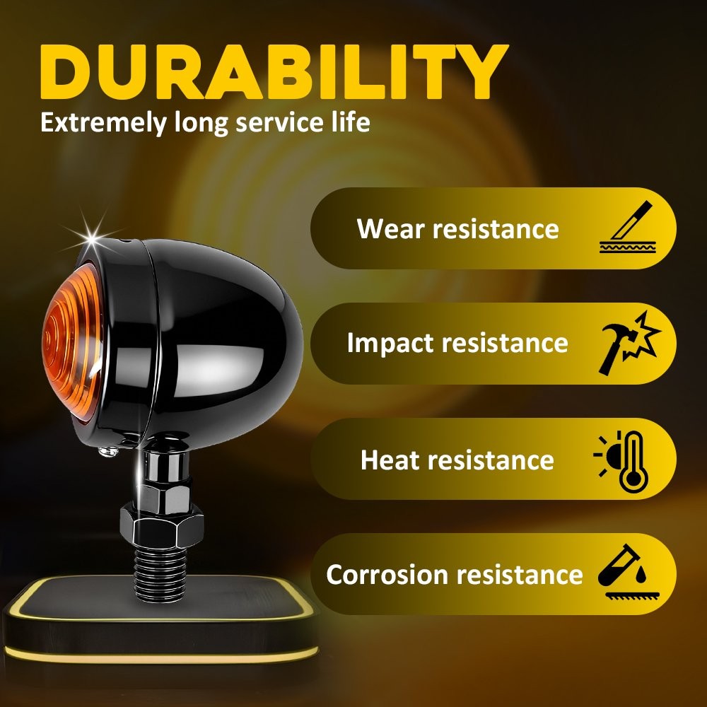 4X Motorcycle Turn Signal Light Front Rear Blinker Indicator Light Amber Black