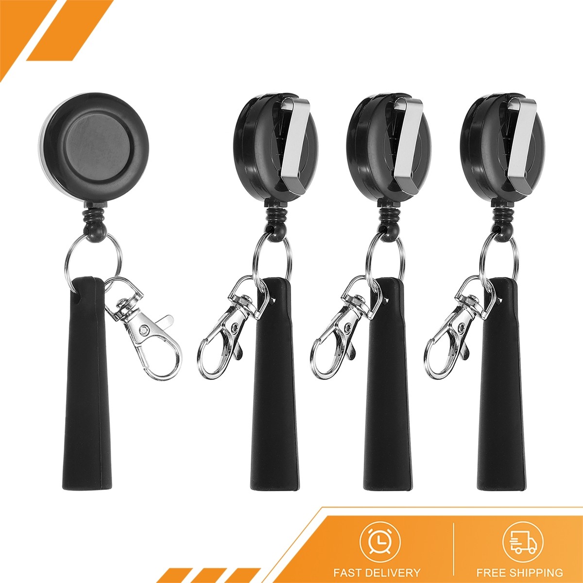 4 x Retractable Pen Holder Pull Pen Pencil Holder Elastic Silicone, Black