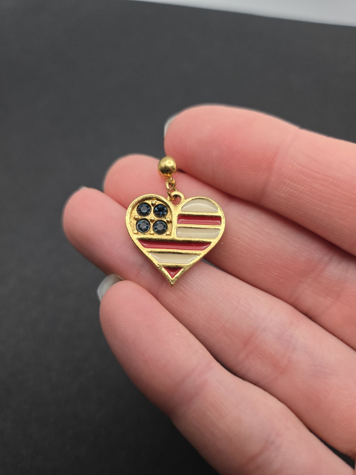 American Flag Heart Pierced Earrings
