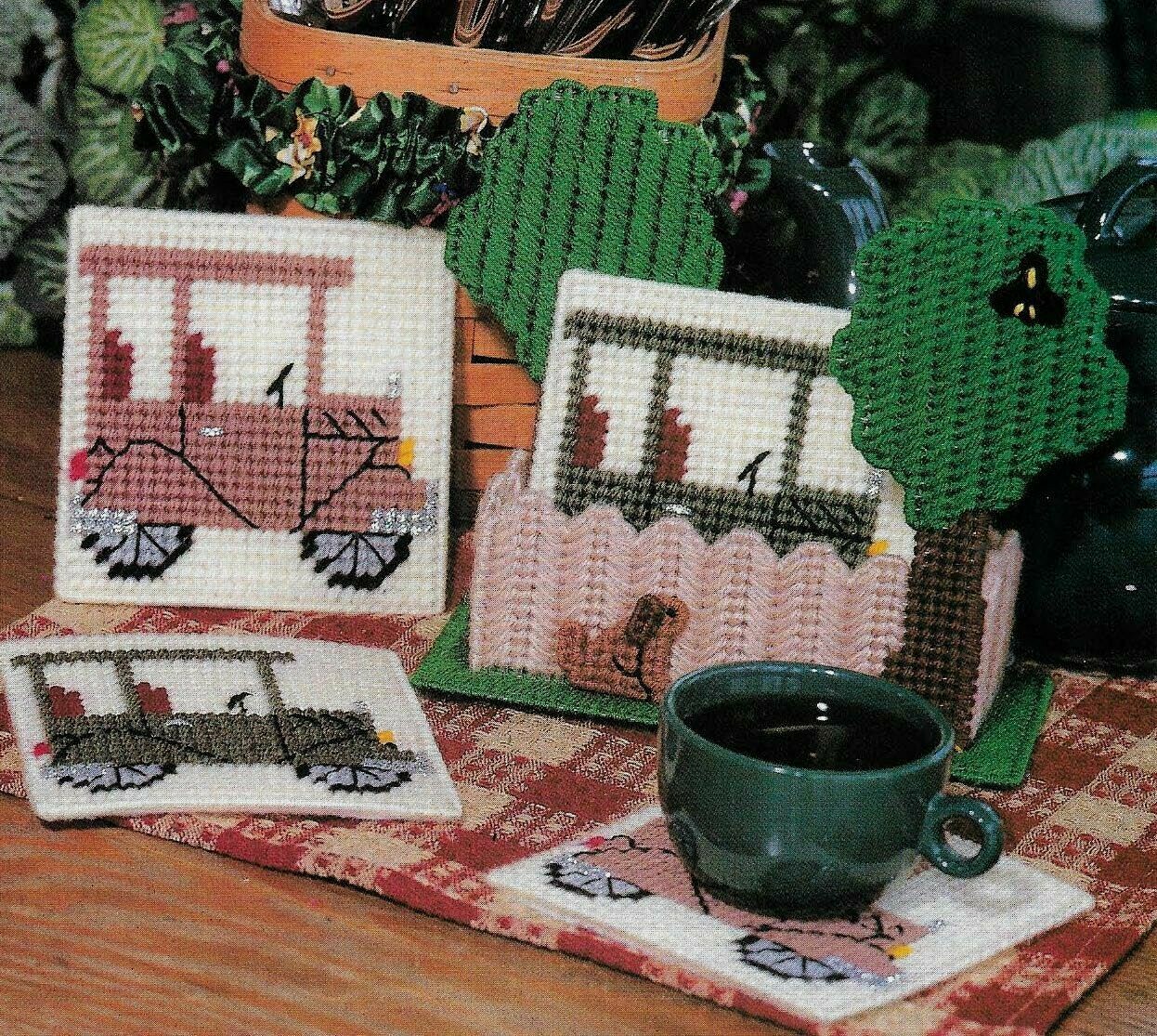 CLASSIC CAR COASTERS HOME DECOR PLASTIC CANVAS PATTERN INSTRUCTIONS