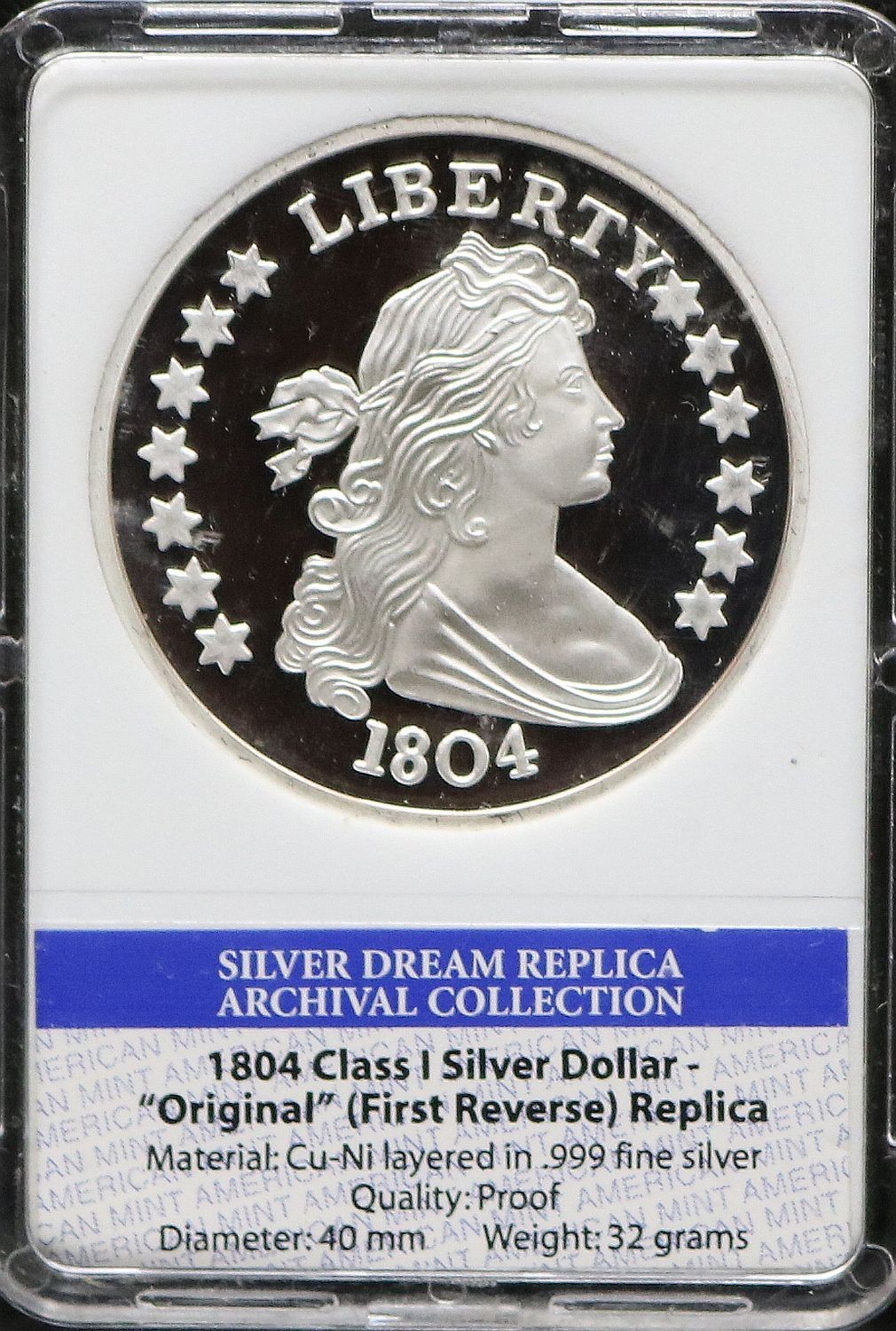 1804 Silver Morgan Proof Class1 Archival Collection American Mint  2145D-10