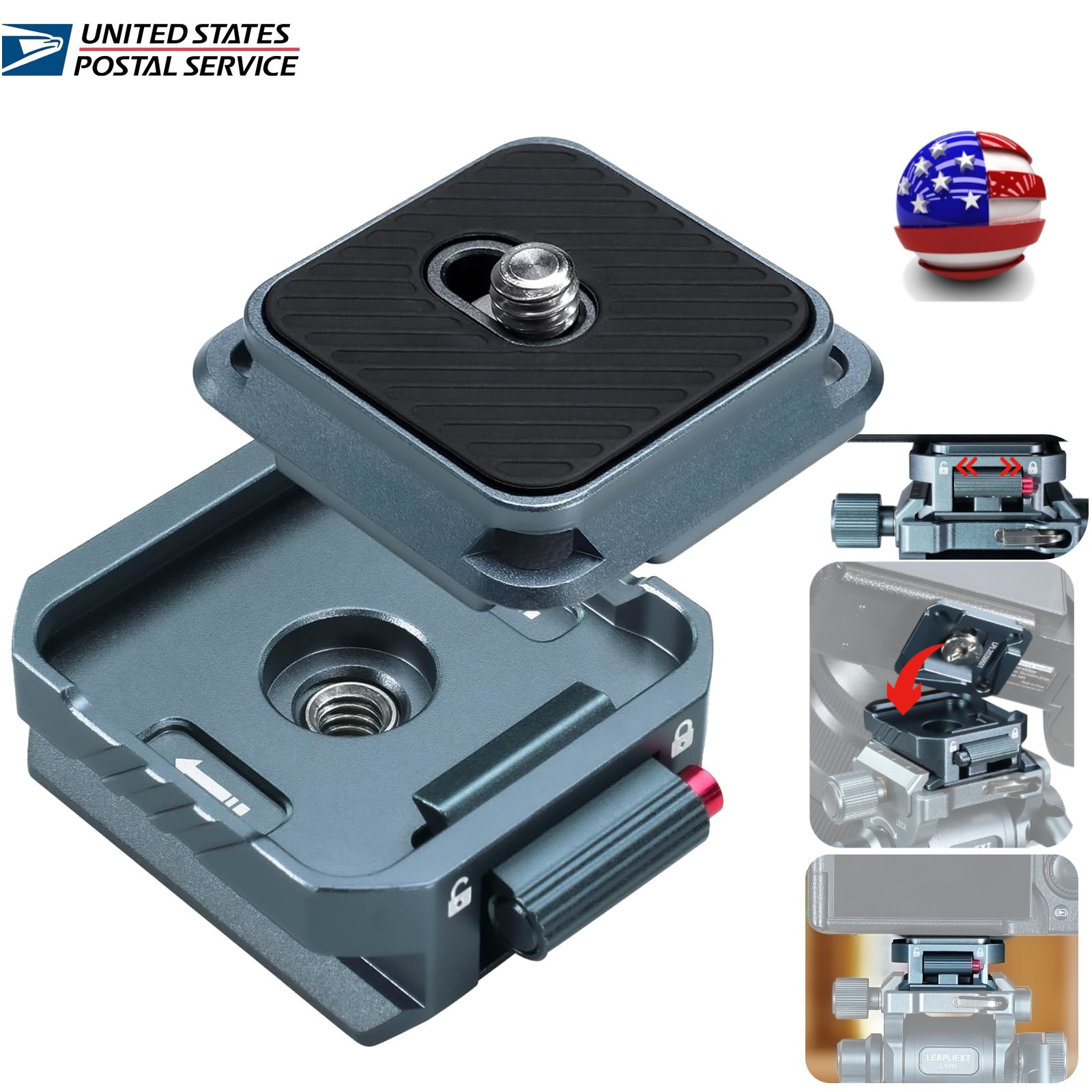 2 in 1 Aluminum Tripod Quick Release Plate Clip seat set for DSLR Camera US