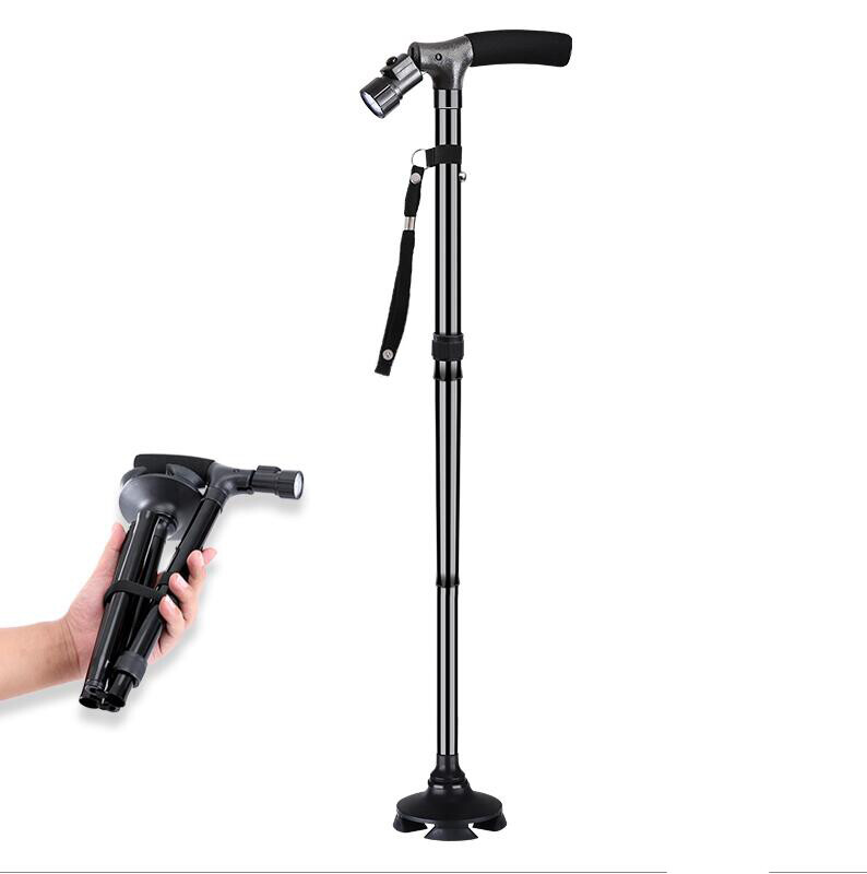 33.1”-37” Adjustable Height walking stick with LED Light Foldable Cane Aluminium