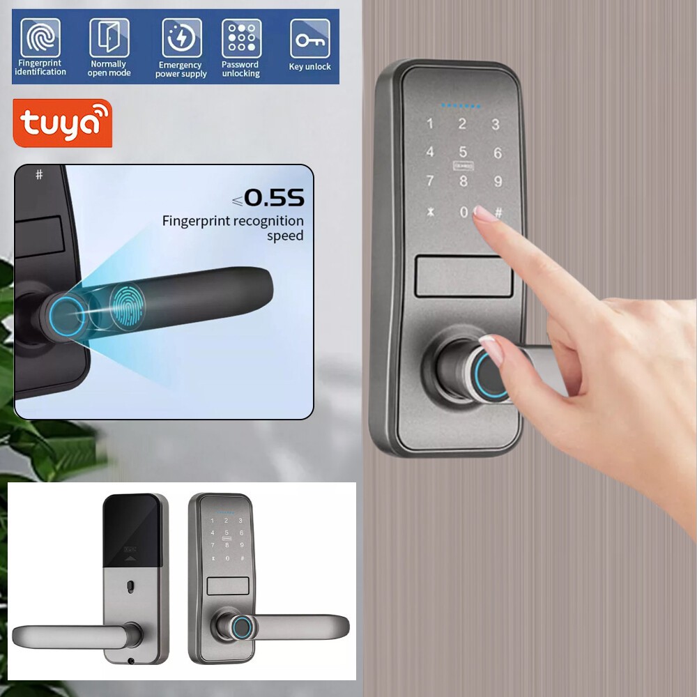 Smart Door Lock with Handle, Fingerprint Keyless Entry Electronic Digital Keypad