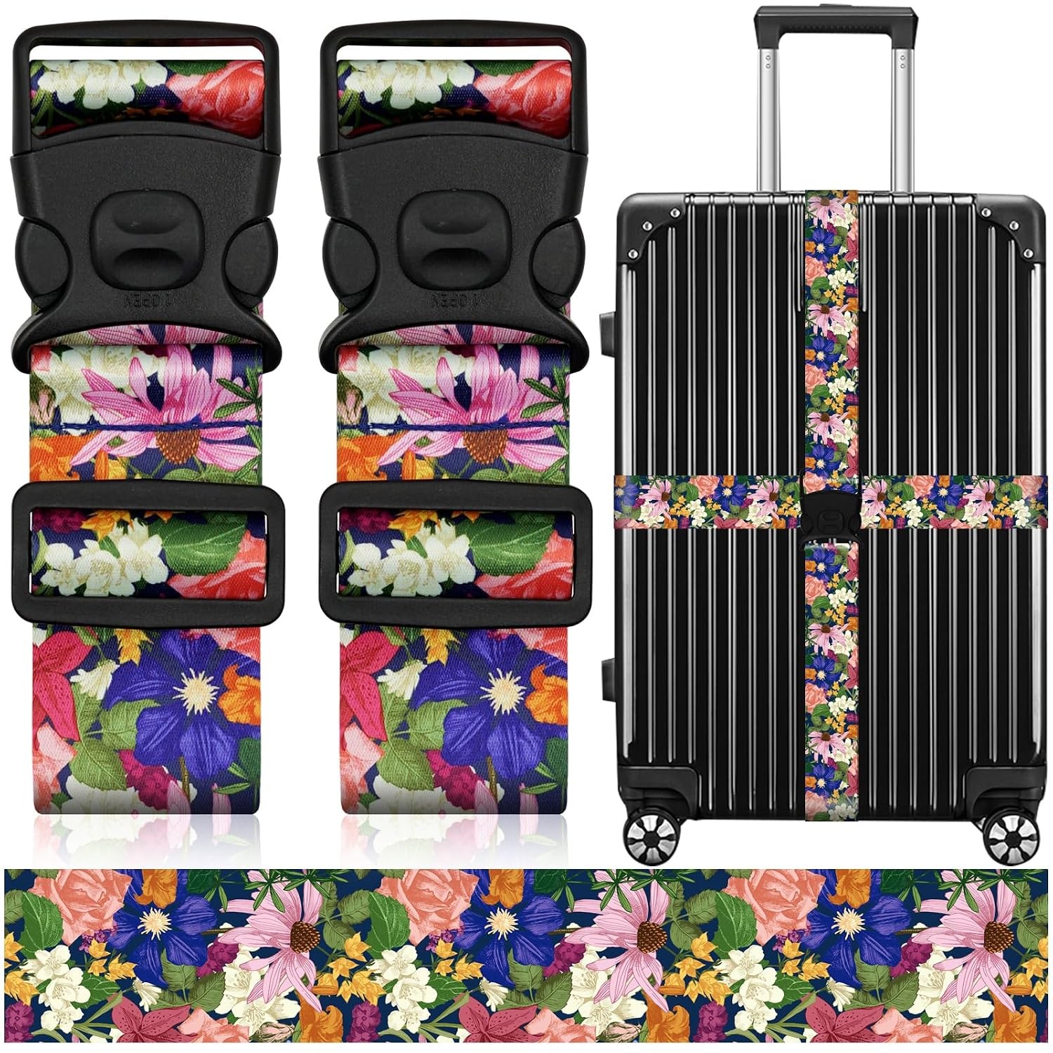 Adjustable Luggage Straps with Double Lock for Suitcases Travel Belt with Lock