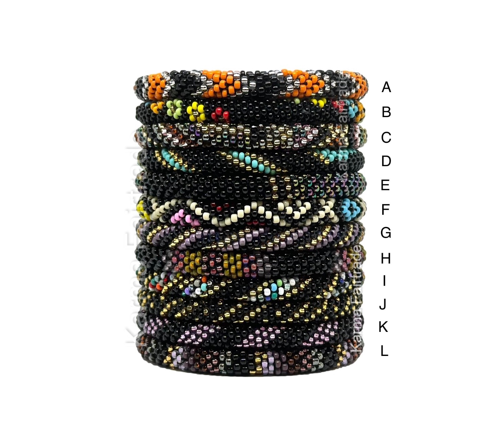 Nepal  Bracelet. Black Colors  Seed Beads Bracelets Hand Crocheted. Free Ship