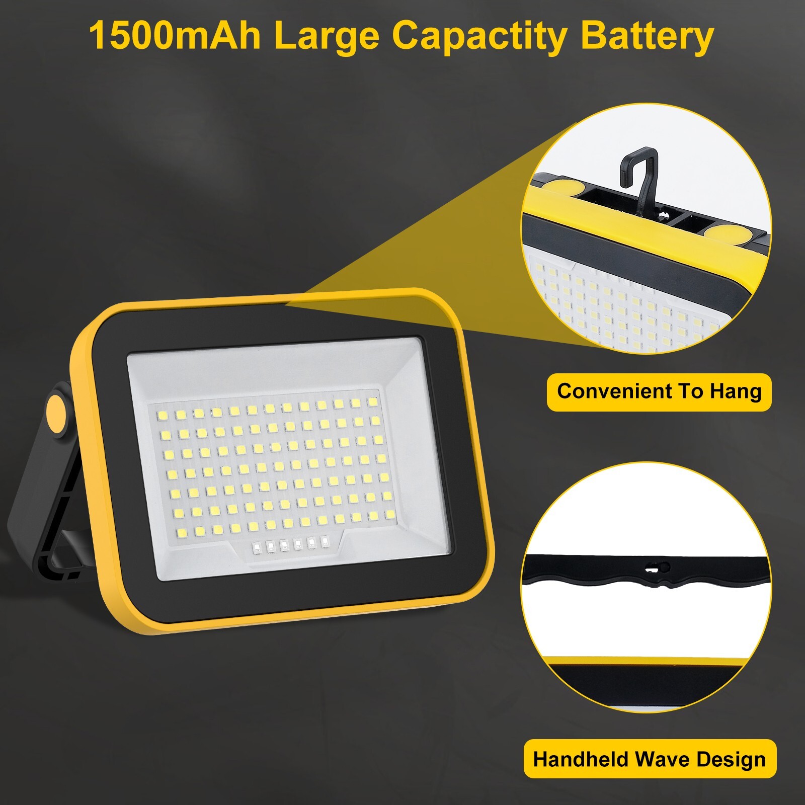 2Pack LED Battery Work Light Rechargeable Portable Flood Light for Camping