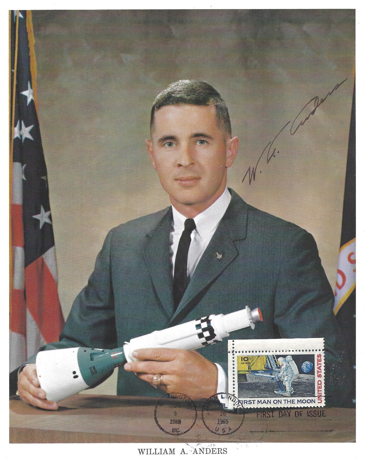BILL ANDERS APOLLO 8  AUTOPEN SIGNATURE ON A NASA 8x10 LITHOGRAPH