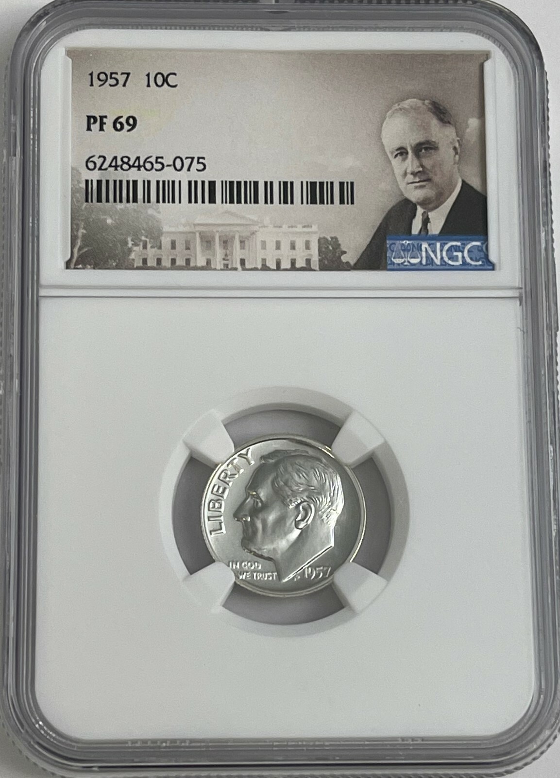 1957 NGC PF69 90% Proof Silver Roosevelt DIME 10c Portrait