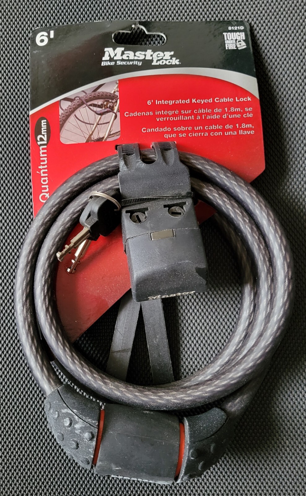 MASTER LOCK # 8121D BIKE SECURITY WITH 6' INTEGRATED KEYED CABLE LOCK.  NEW