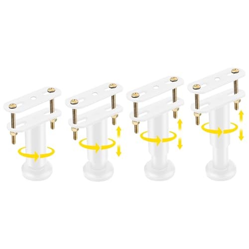 4 Pcs Adjustable Height Bed Support Legs [with Screws] 3.15-4.72 Inch White