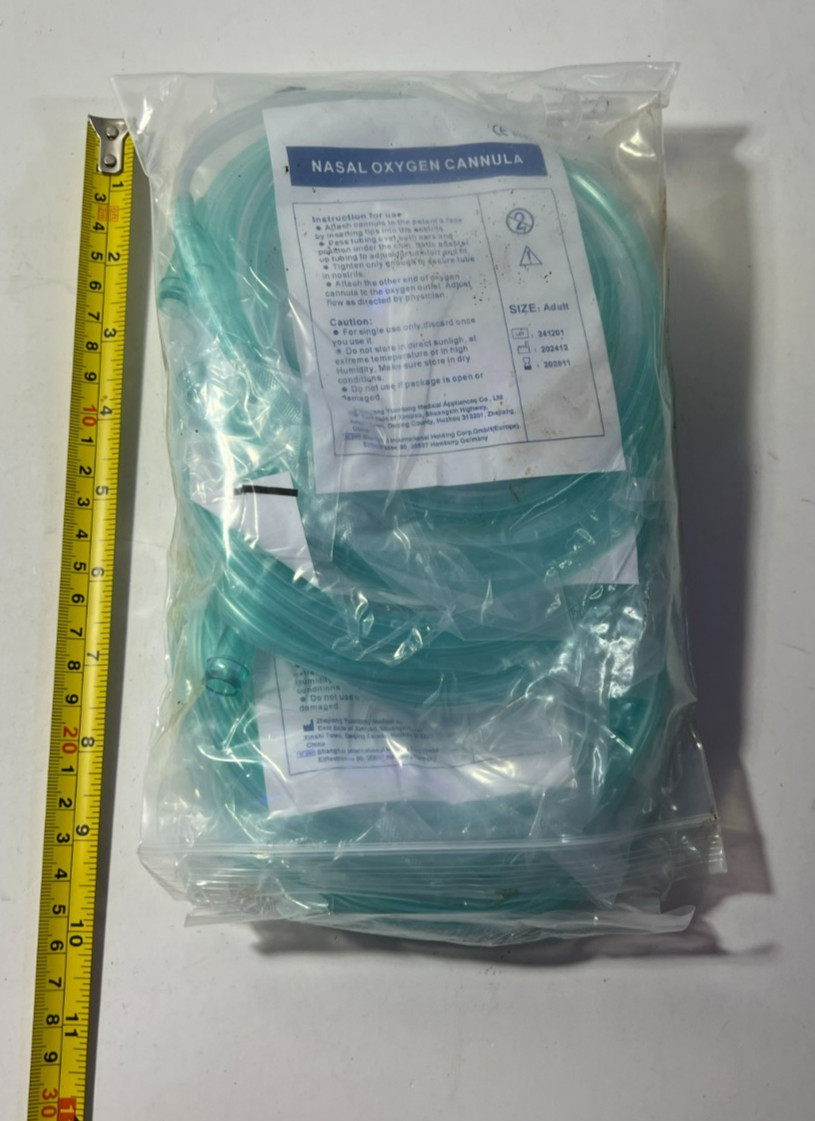 BOX OF 5 (FIVE) 7FT Adult Flexible Tip Soft Nasal Oxygen Cannulas Green