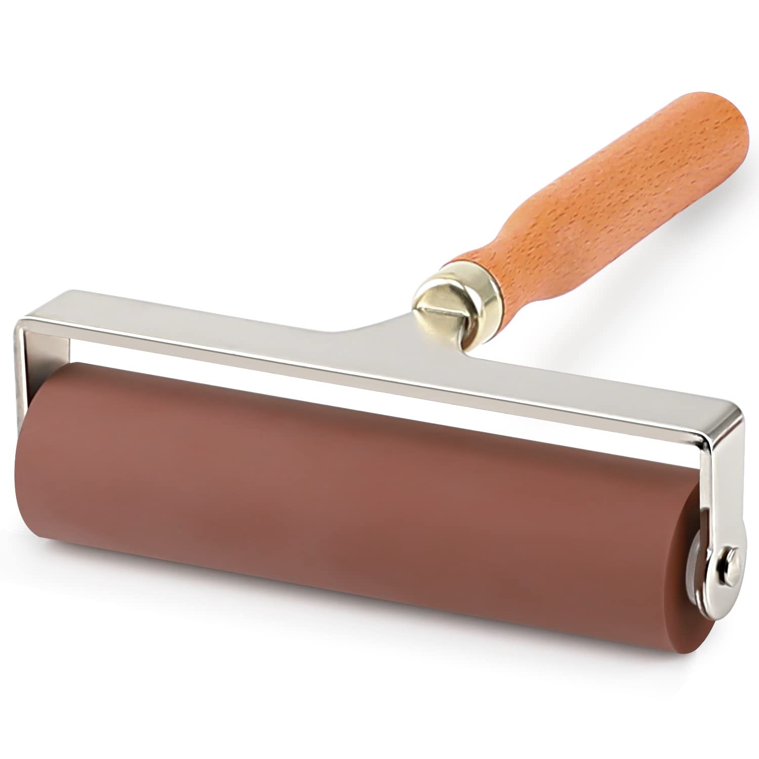 Soft Rubber Roller Brayer For Anti Skid Tape Construction Print 6-Inch Brown
