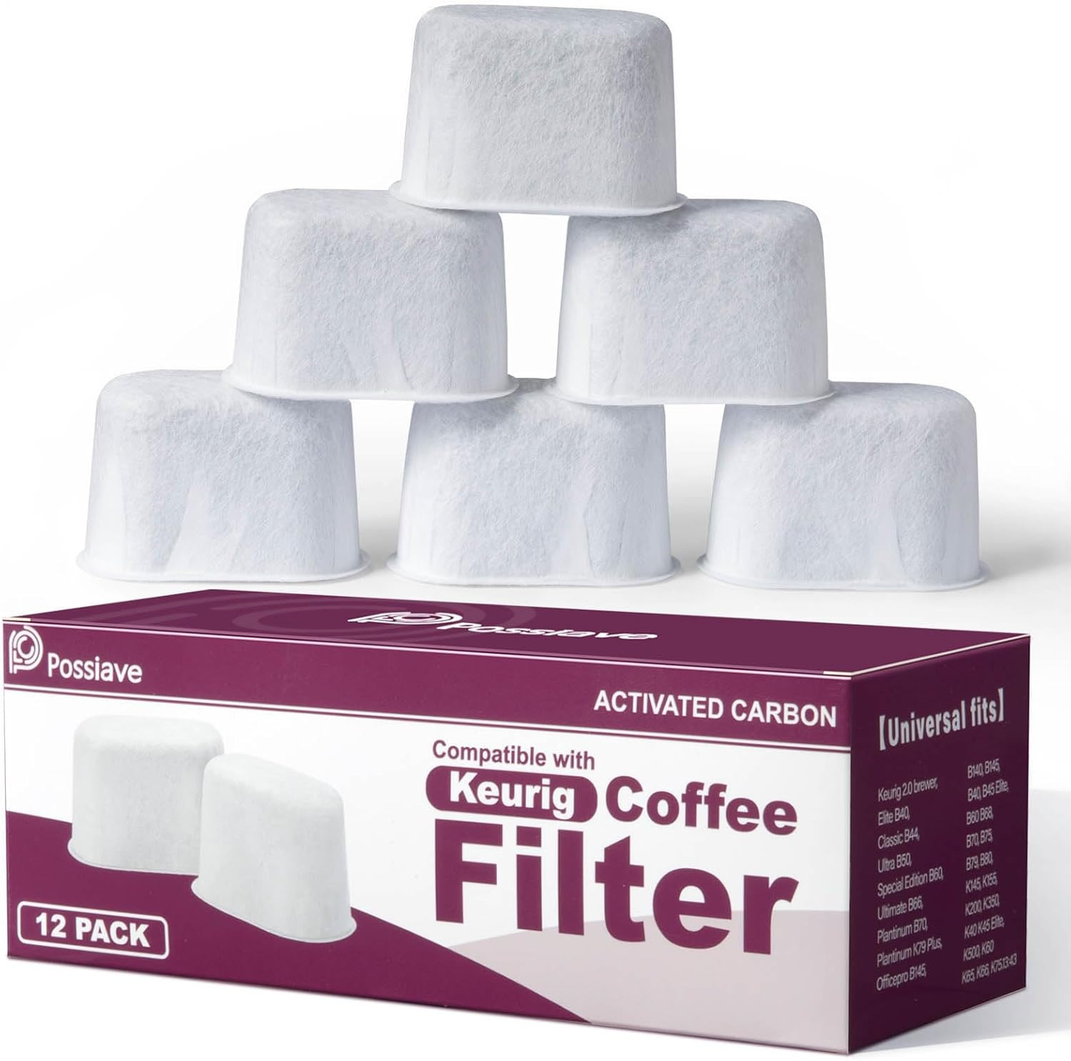 12 Pack Keurig Compatible Water Filters Replacement by  - Charcoal Water Filters