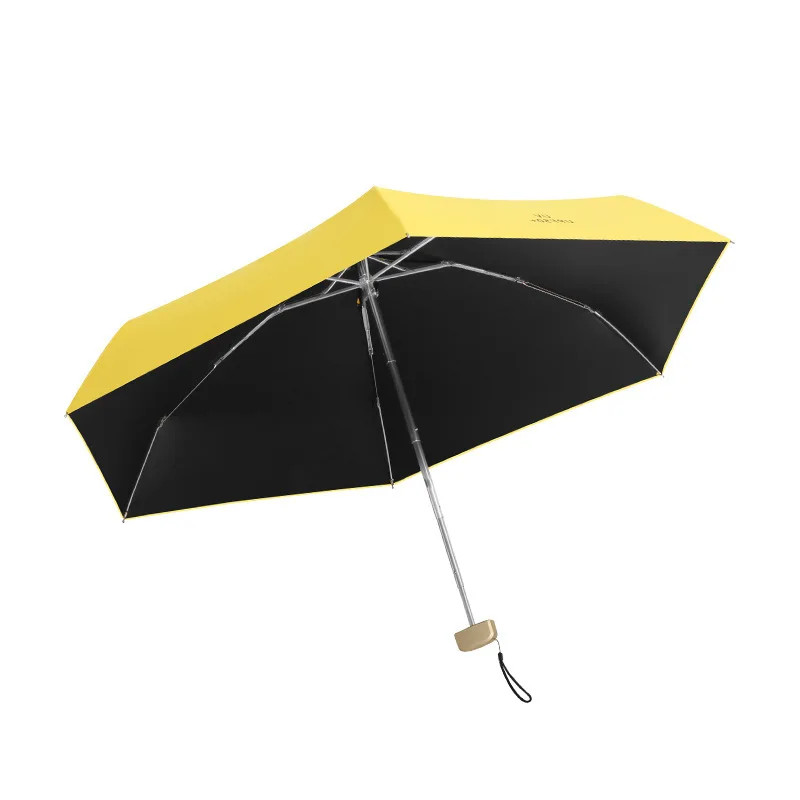 Women's 6-Rib Compact Sun Umbrella UPF Manual Folding Mini Travel Shade for Beac