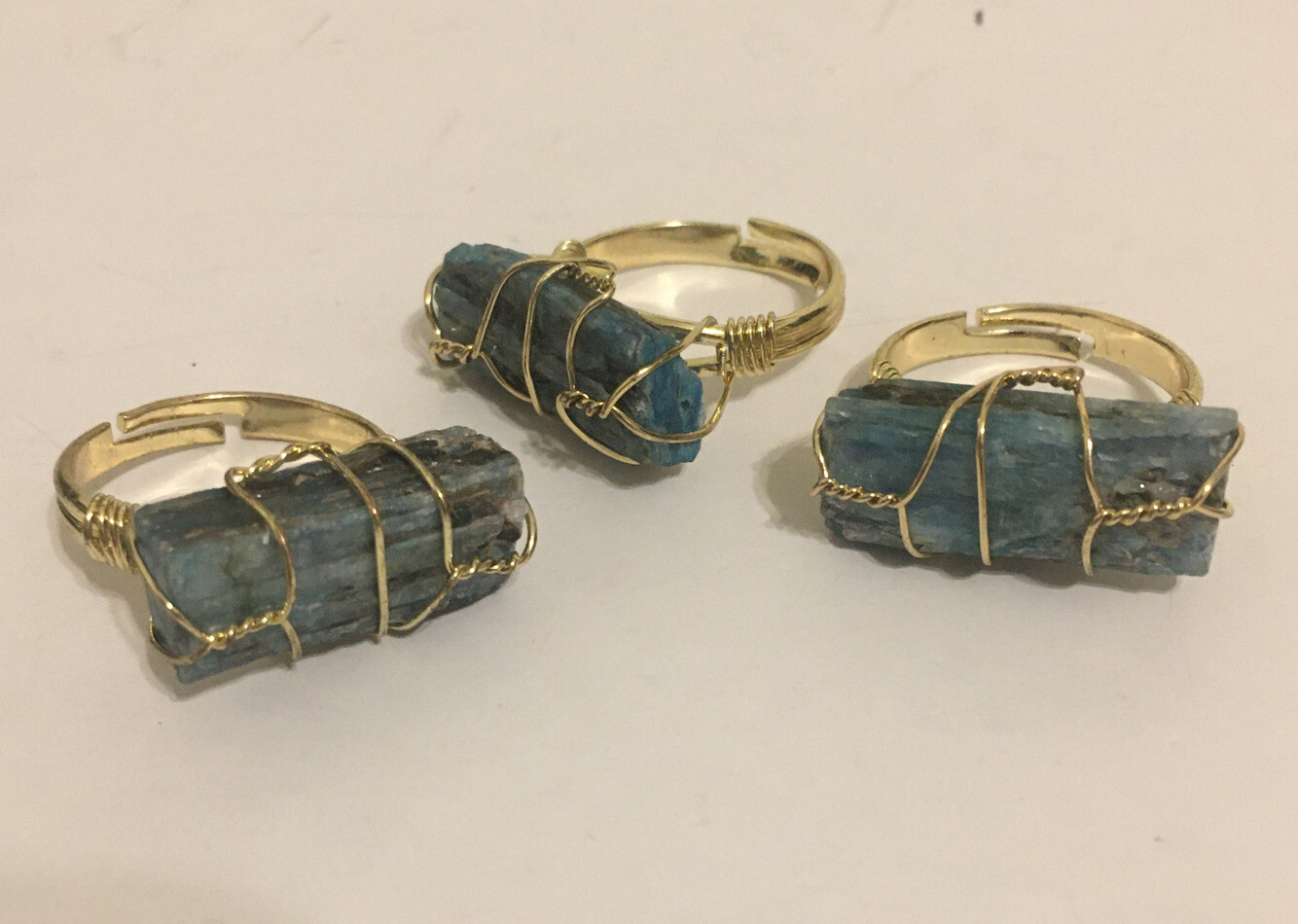 apatite raw stone wire wrapped ring adjustable to size 6,7 &8