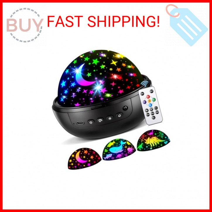 COOLNIGHT Night Light for Kids,93 Lighting+3 Films Kids Night Light Projector,Re