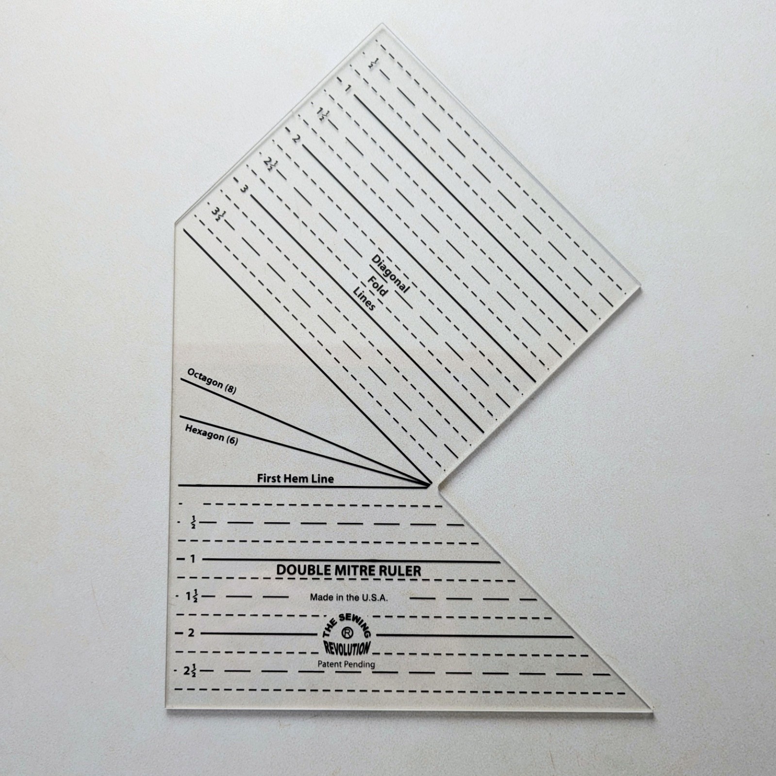 Sewing Revolution Double Mitre Ruler Quilting Binding Tool Hexagon Octagon USED
