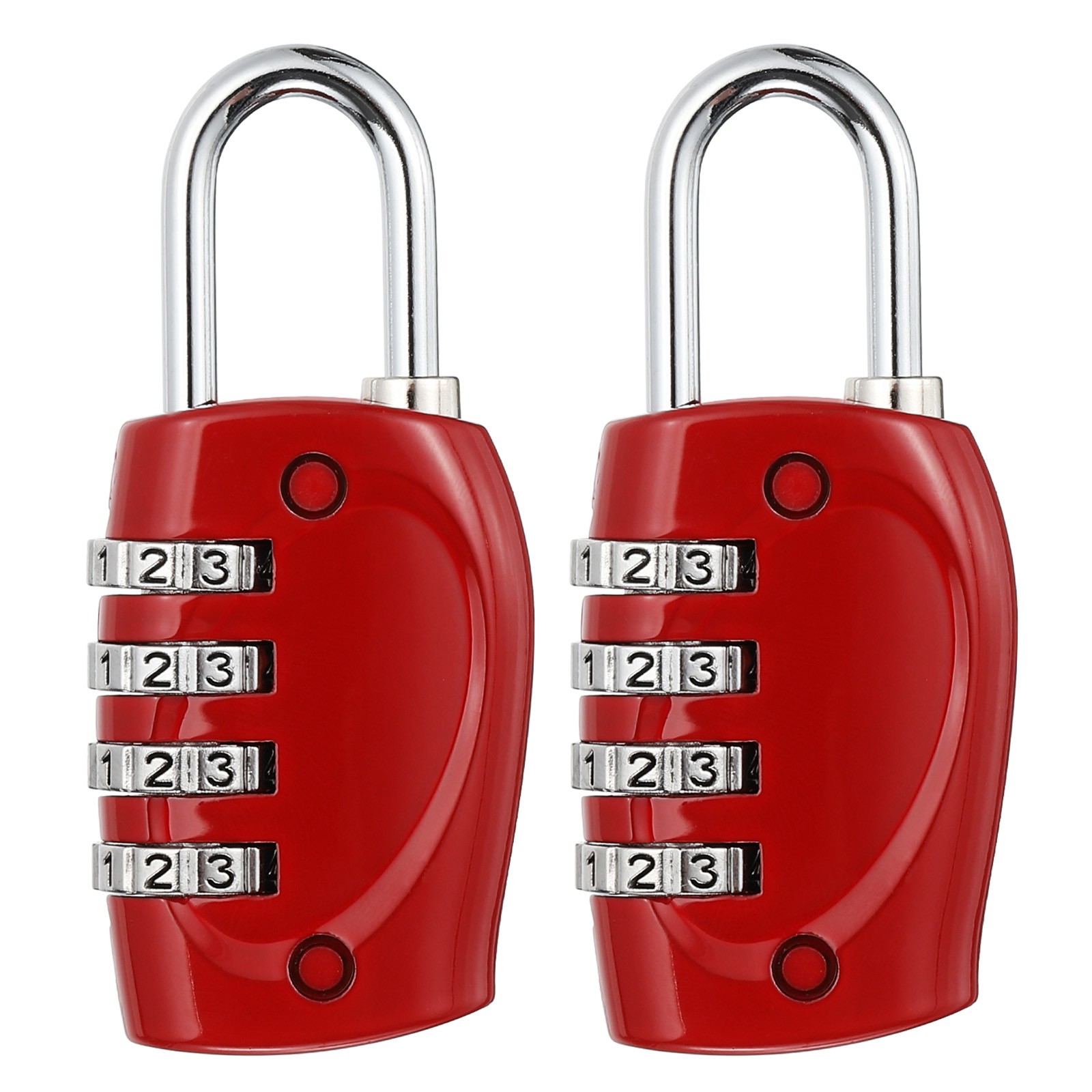 Combination Lock, 2Pcs 4 Digit Outdoor Padlock Waterproof Locker Lock, Red