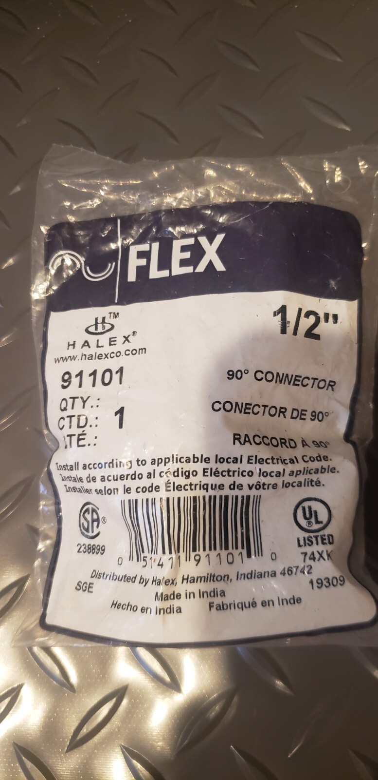 Halex 91101 FLEX  1/2" Zinc Clamp Connectors Conduit (4 Bags of 1 piece)