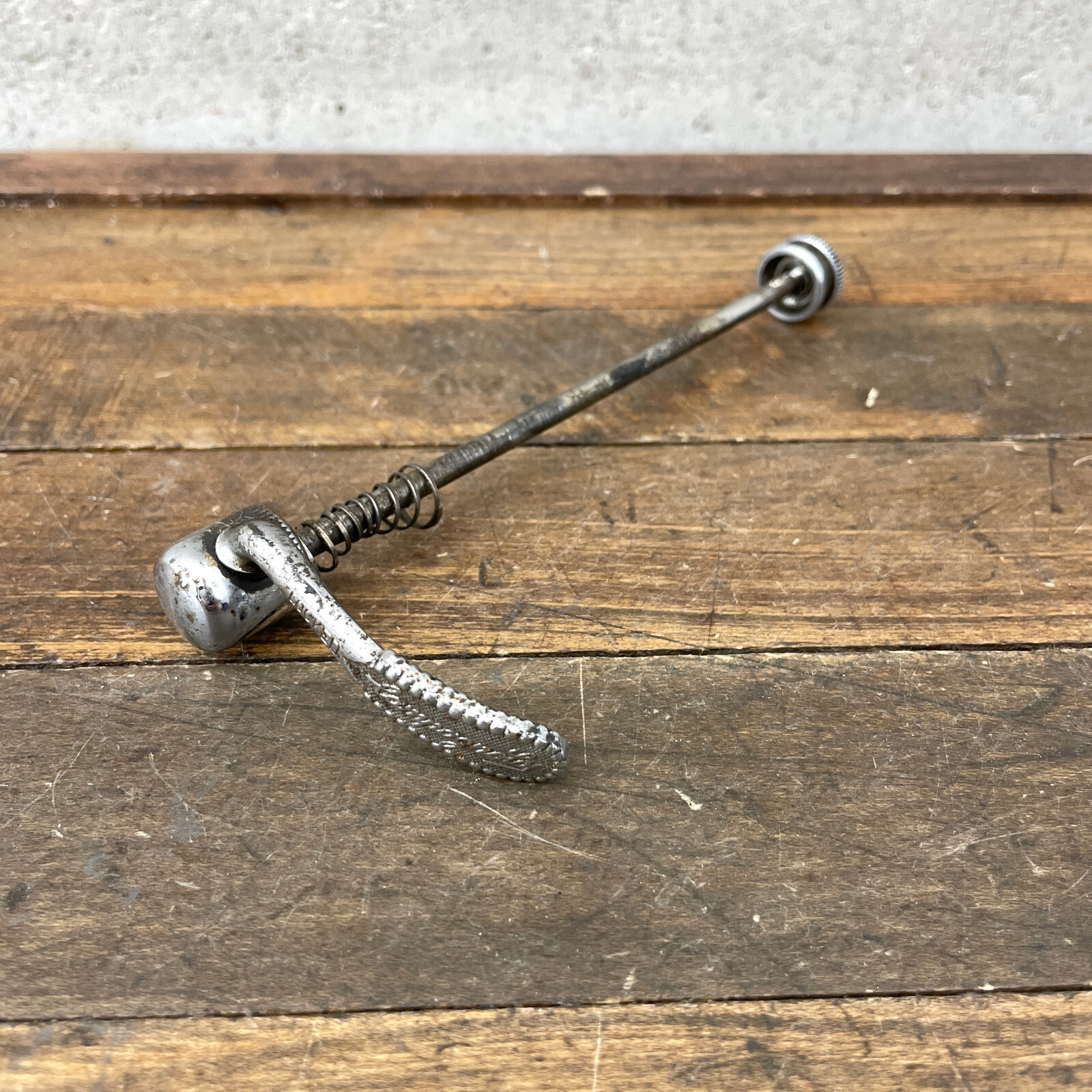 Vintage Campagnolo Rear Skewer 126 mm Curved Script QR Patent Eroica Patina