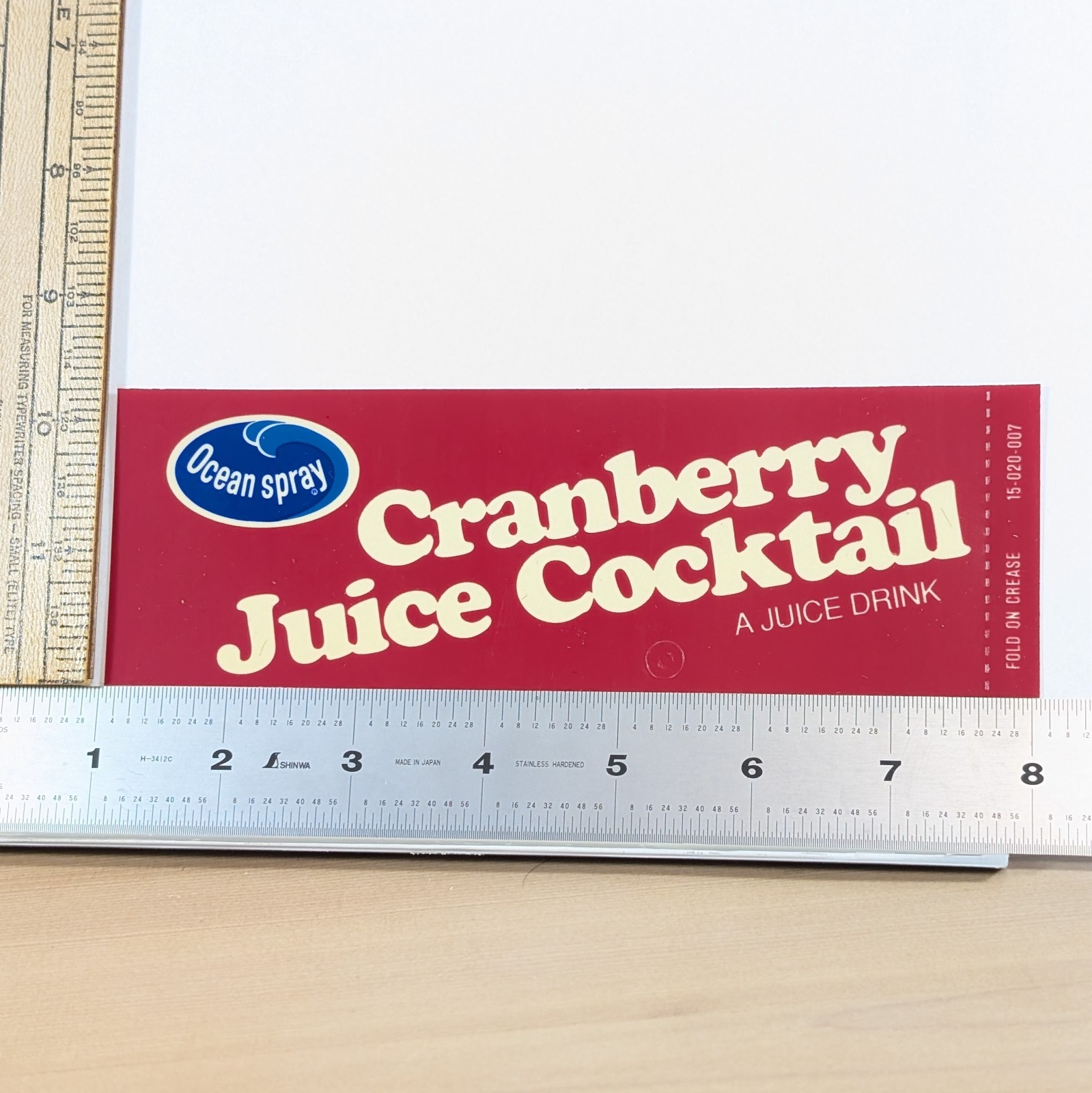 Ocean Spray Cranberry Juice vintage NOS Soda Vending Machine Flavor Strip retro