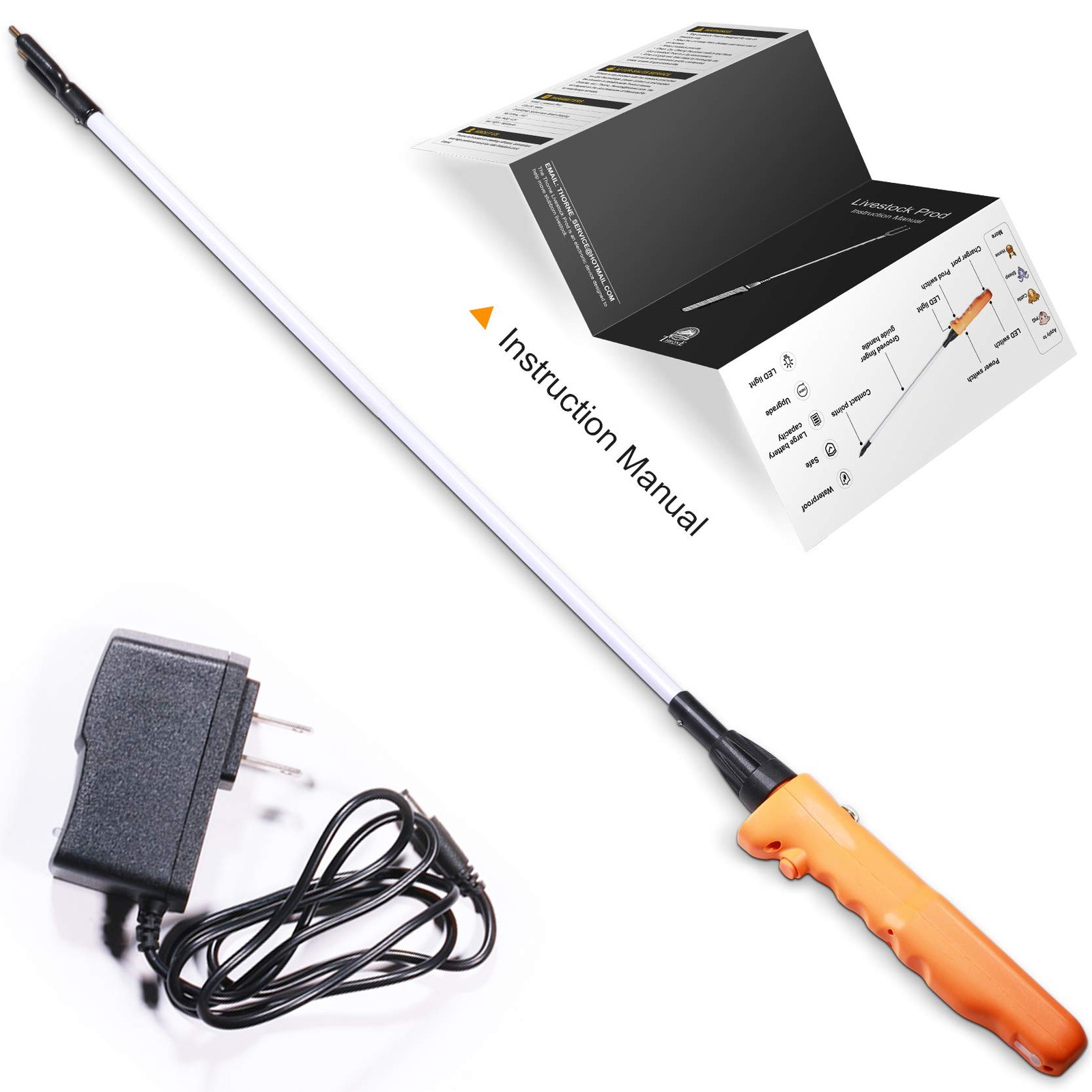 Cattle Prod, Waterproof Cattle Prod Stick with LED Light, Livestock Prod for ...