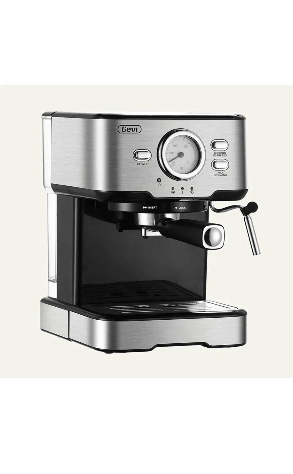 Gevi 2-in-1 Smart Espresso Coffee Machine w/ Milk Frother GECME403L-U