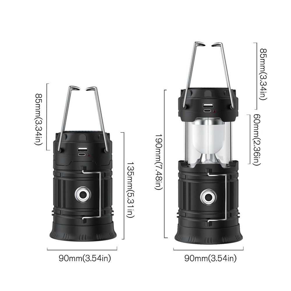 USB Solar Camping Tent Light Rechargeable LED Flashlight Portable Lamp Lantern