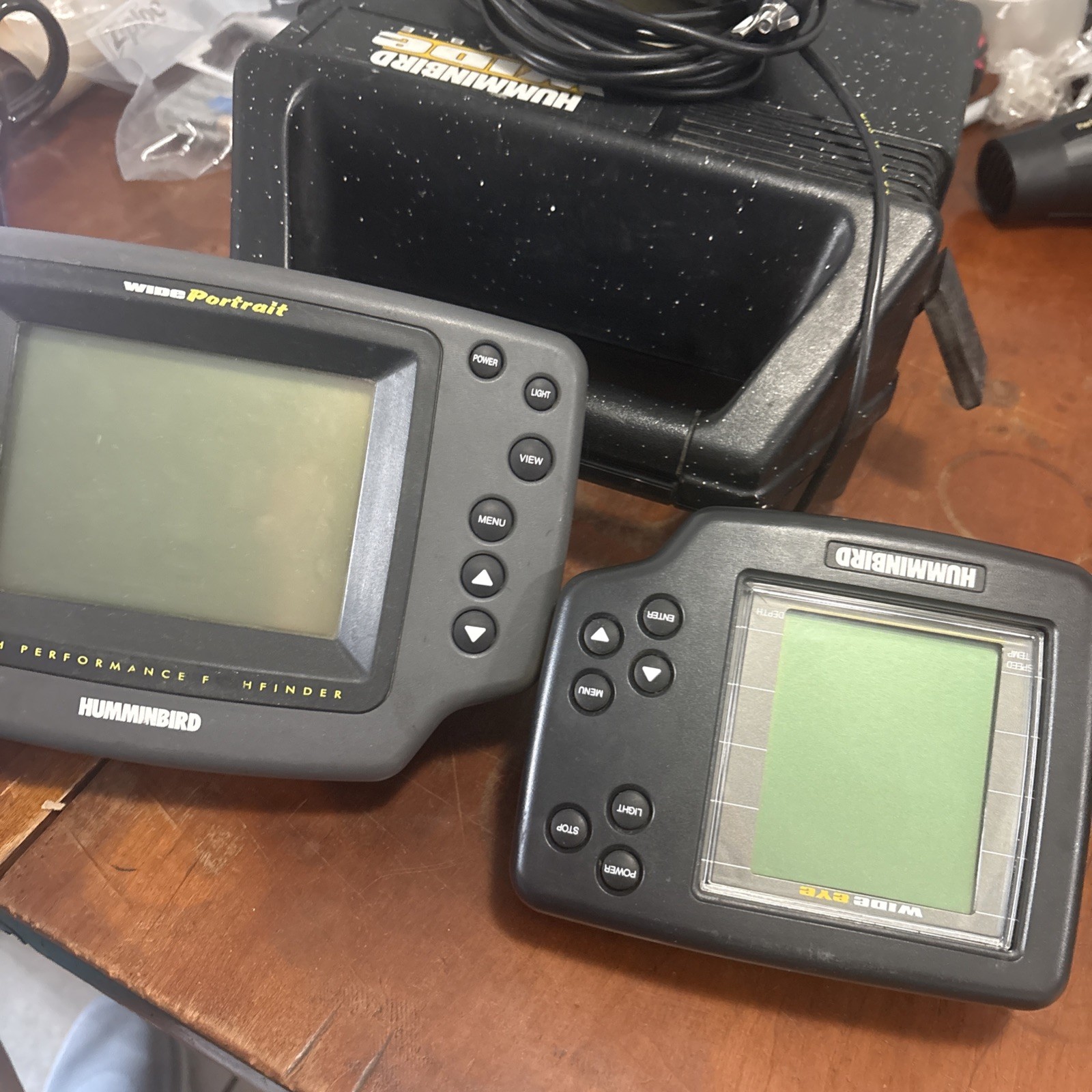 HUMMINBIRD WIDE EYE & Wide Portrait Head Units with Transducer and Case no batts
