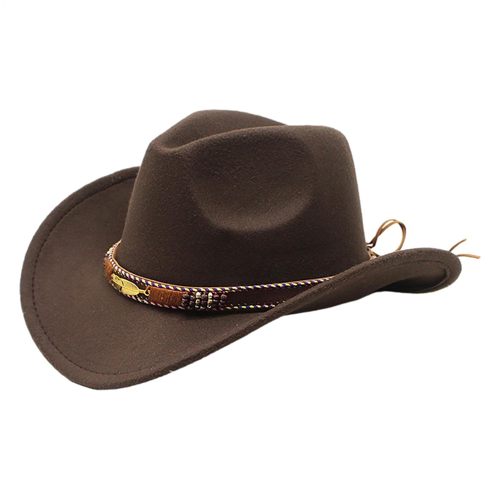 Men and Women Brown Genuine Leather Cowboy Western Hat