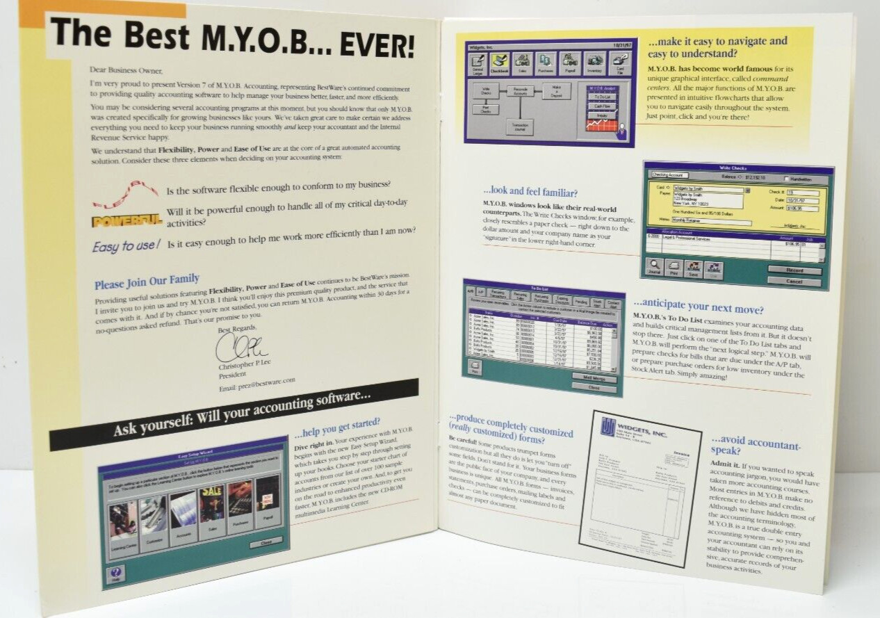 M.Y.O.B Accounting Payroll Software 1996 Macintosh CD-ROM Version 7 New Open Box