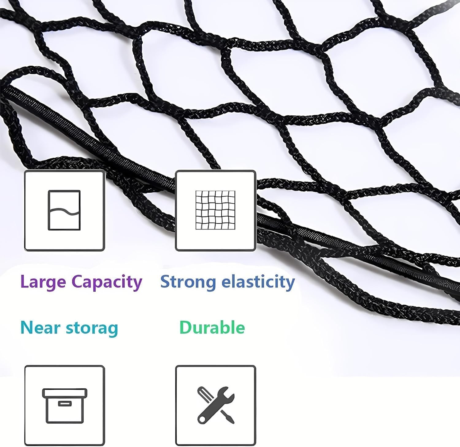 Cargo Net Compatible with 2019 to 2025 Forester, Black, Nylon/Polyester, Hook Fa