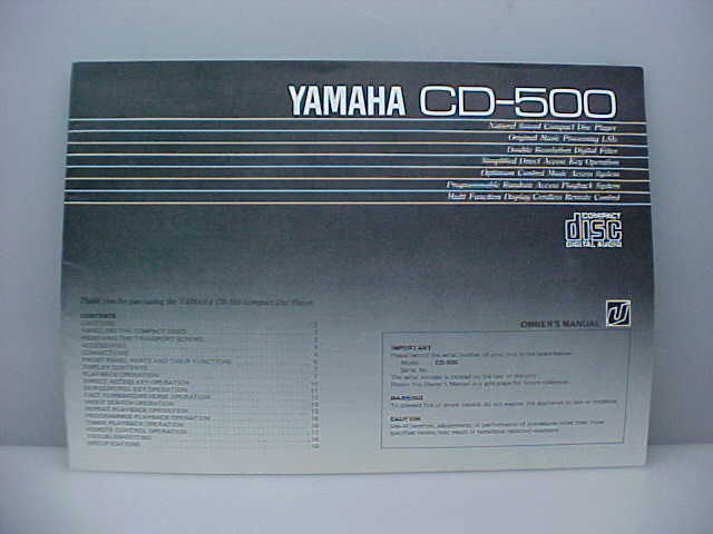 Yamaha CD-500 Original Owners Manual  Free Shipping