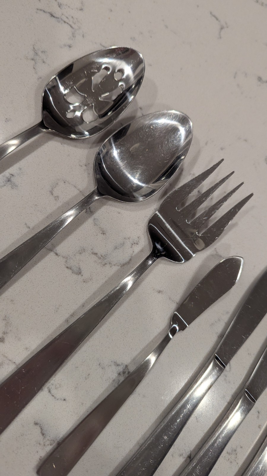 13 x International Mason Stainless Flatware Slotted Spoon Meat Fork Spoons Fork