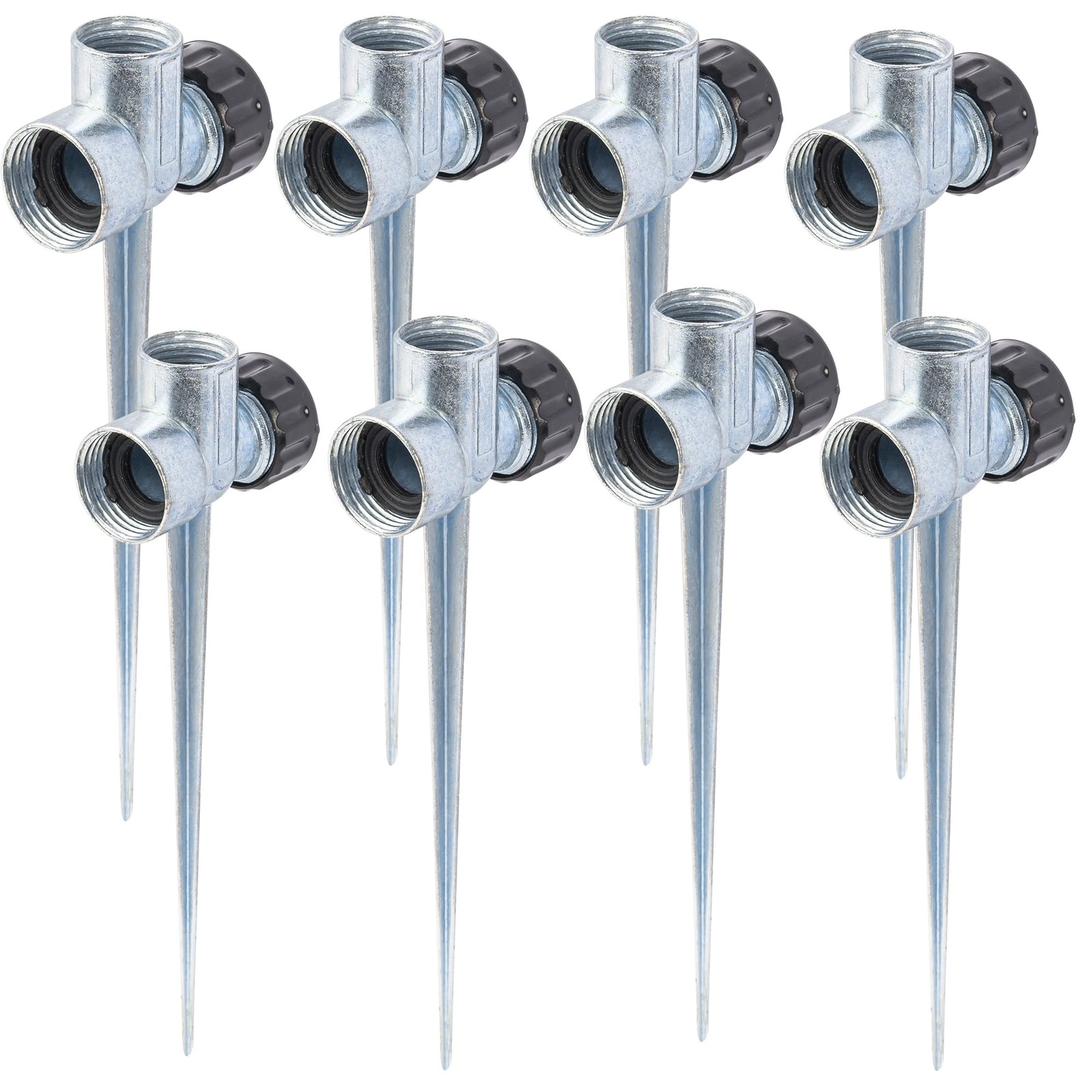 8 Pack 1/2 Inch Zinc Alloy Lawn Sprinkler Spike Base for Efficient Irrigation