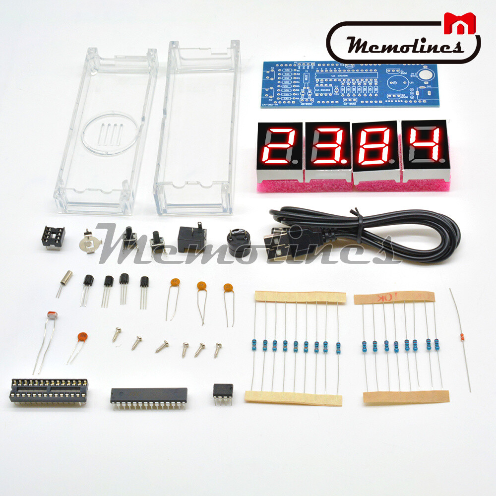 DC 5V LED Electronic 4-Bit Digital Temperature Thermometer Clock DIY Kits