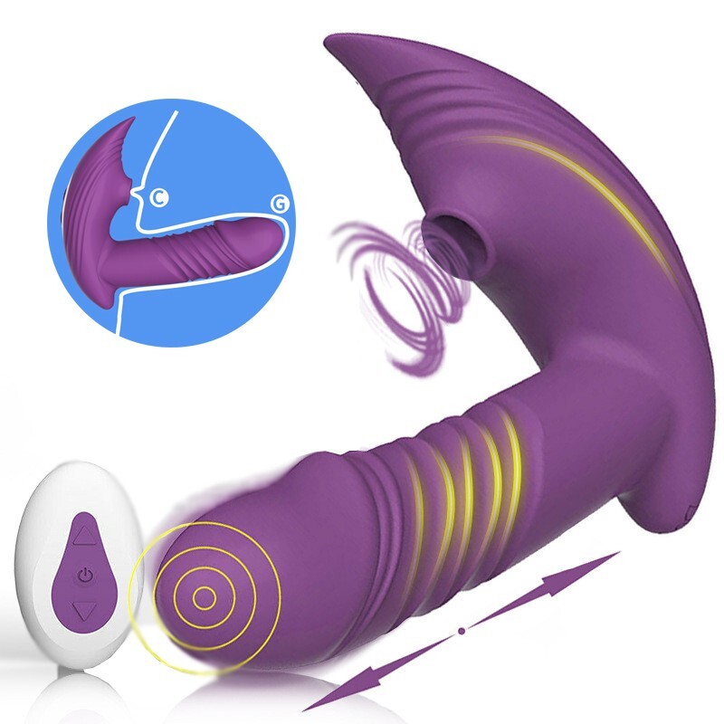 Clit G-spot Vibrator Oral Sucking Thrusting Dildo Bullet Sex Toys for Women