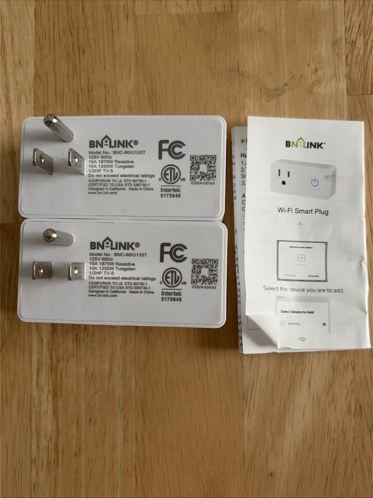 BN-Link Wifi Smart Plug - 2 Pack With Instructions - Alexa & Google - Open Box