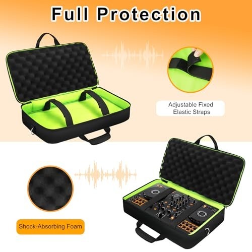 Padded DJ Controller Case for DDJ FLX4, DDJ 400, REV1 - Adjustable Shoulder Stra