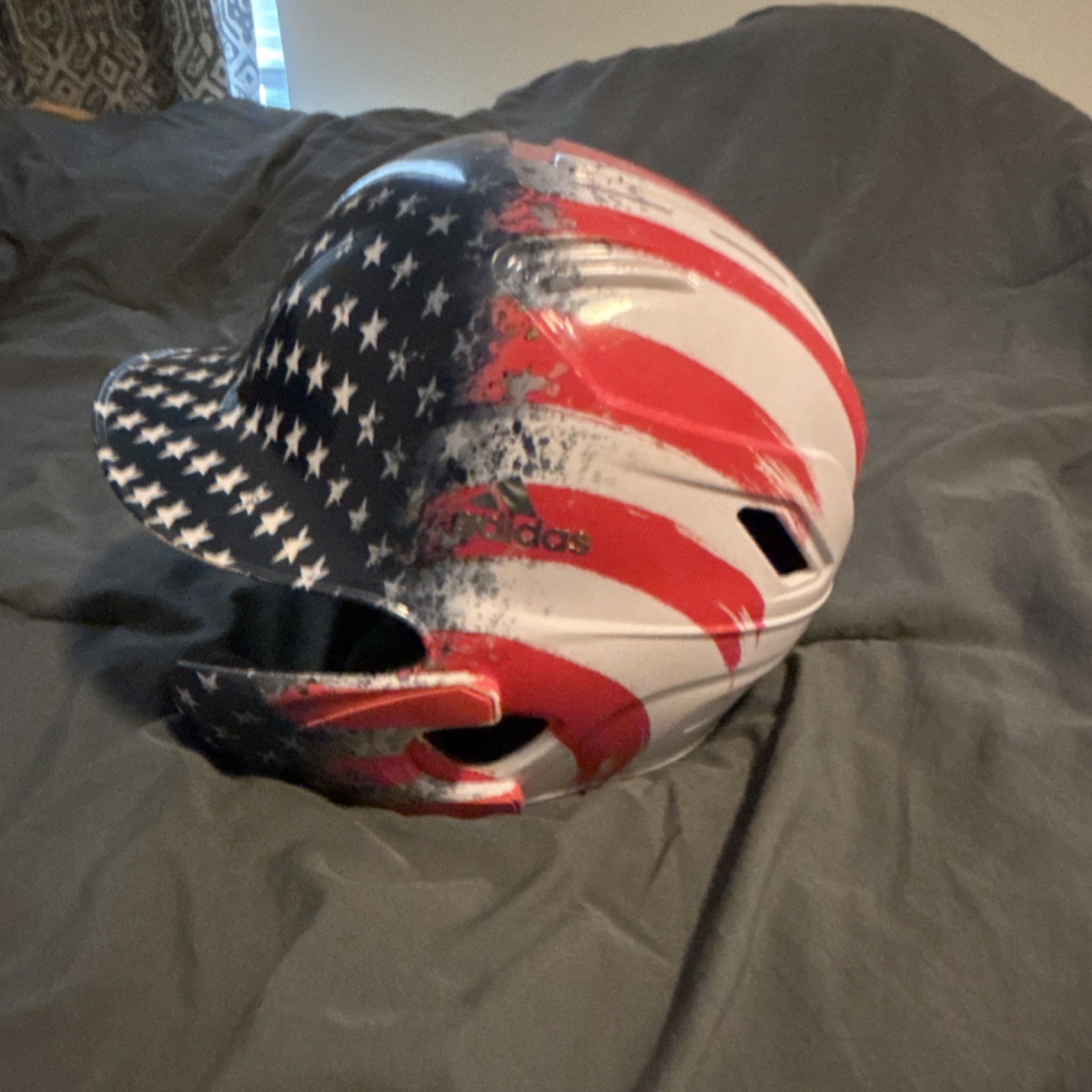 adidas GSH3A Senior Baseball Helmet Jaw Guard American Flag 7-7 5/8