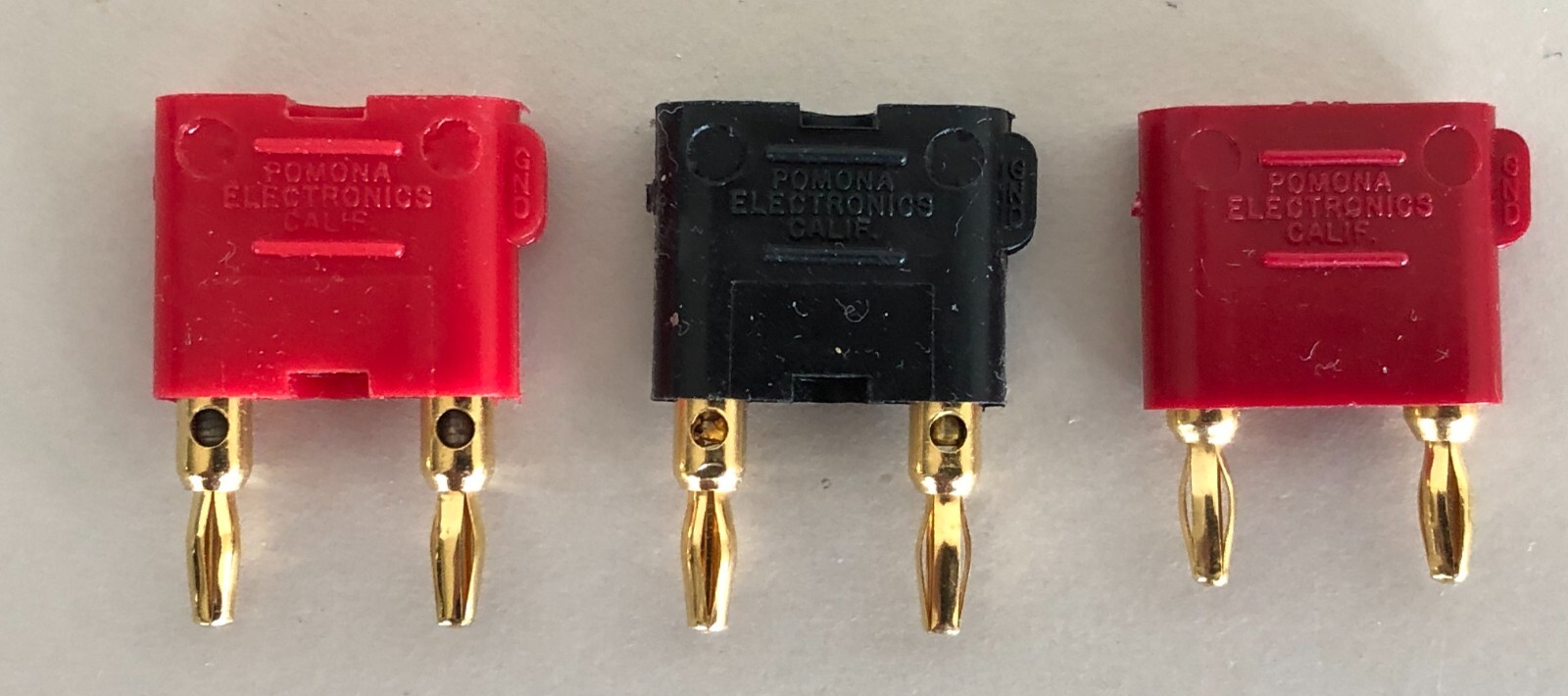 Assorted Pomona Double Miniature Component Banana Plugs: 1330-0, 1330-2, 2035-2