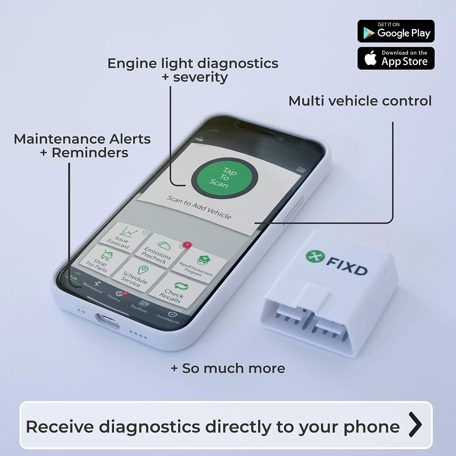 Wireless Professional Bluetooth Scan Tool & Code Reader for iPhone and Android